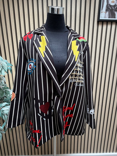 Graffiti / pinstriped Blazer