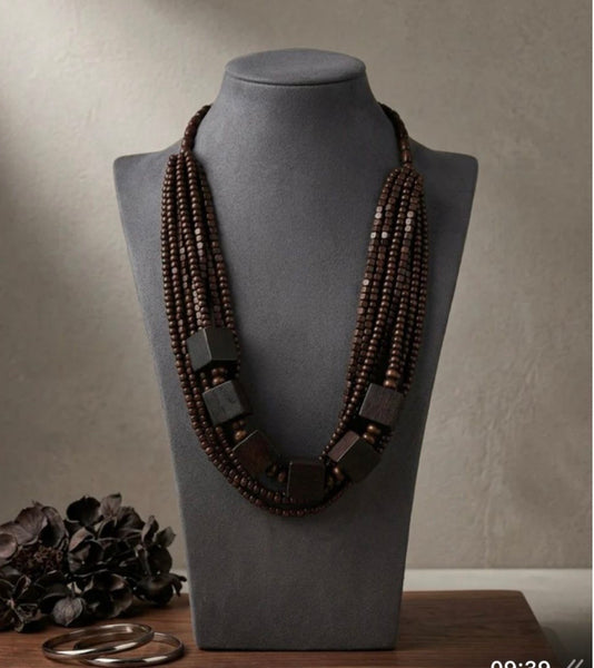 Chunky Wooden Layered Necklace