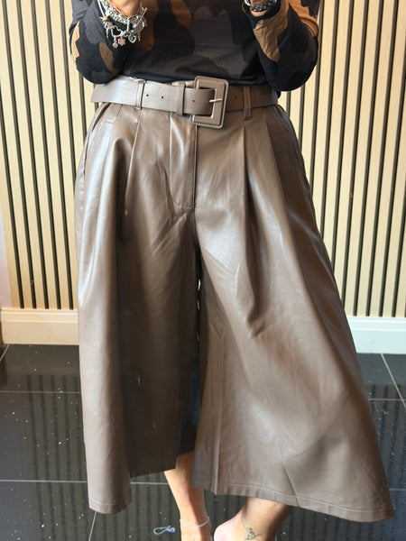 Pleather Belted  Culottes