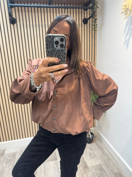 Pintuck Bubble Hem  Bomber  jacket