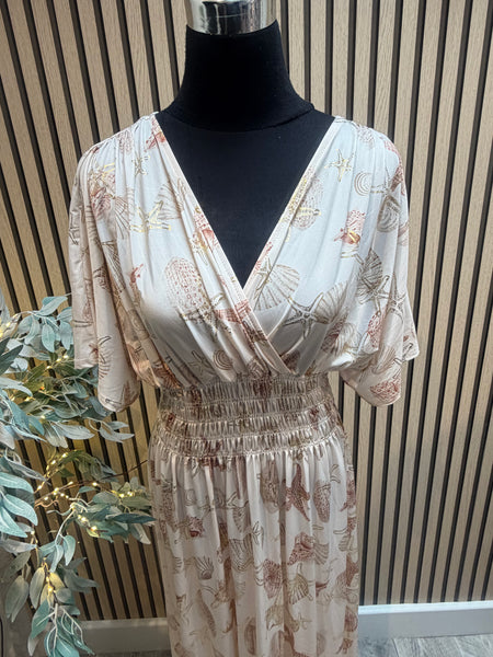Silky Stretchy Sea Shell Maxi Dress