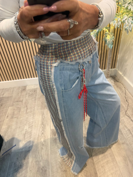 Ripped Denim Wide Leg Jeans