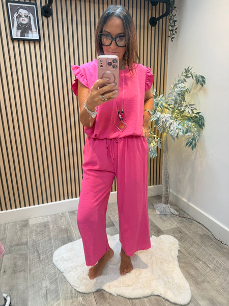 Crinkle 2 Piece 3/4 Trouser /Top Set