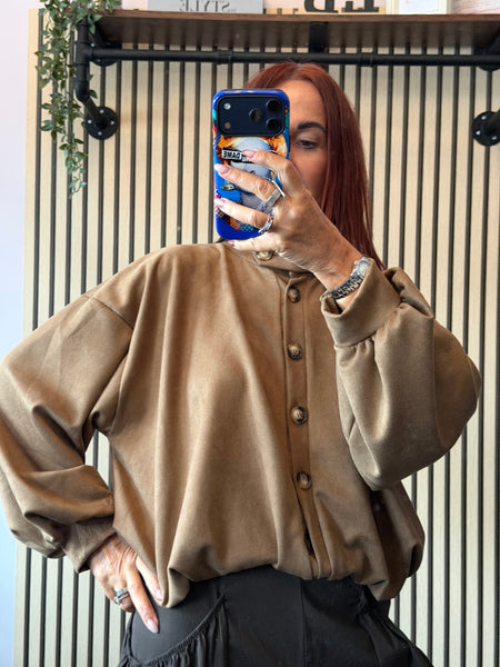 Faux Suede  Bubble hem Bomber Jacket
