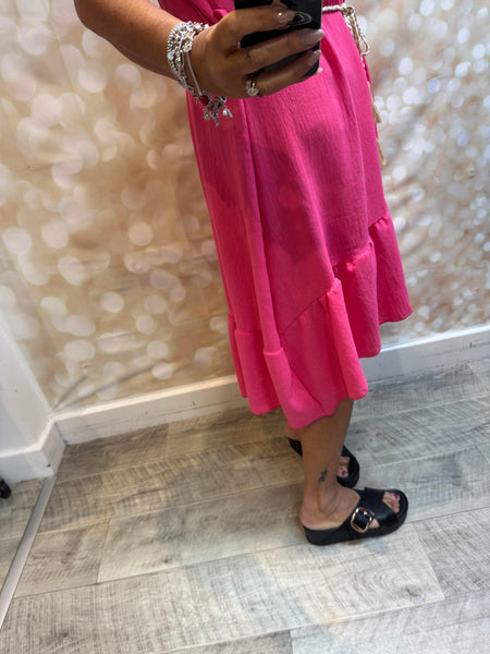 Crinkle fabric dress frill hem