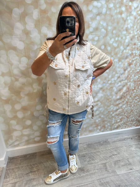 Sequin Star  Quilted Gilet