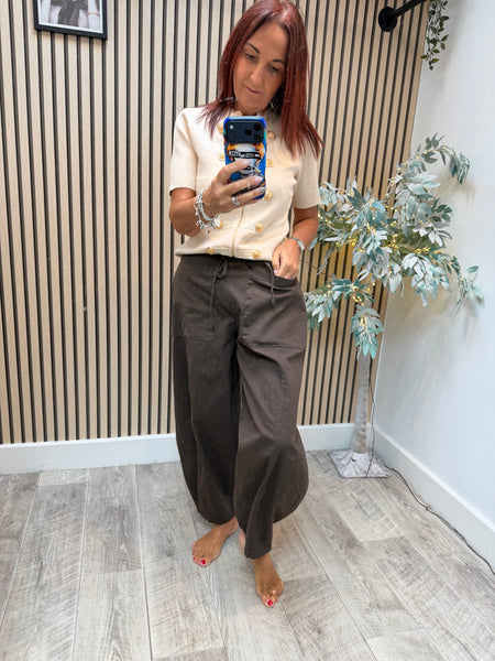Canvas balloon leg trousers
