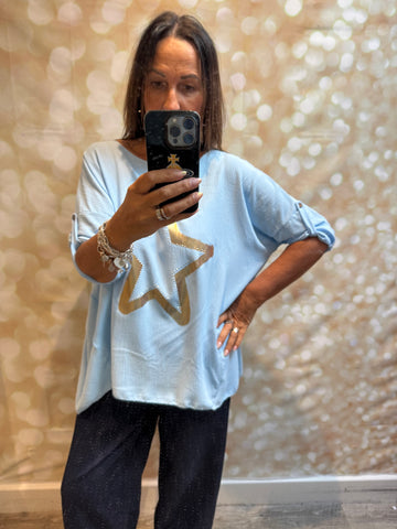 Foil Star Top in crinkle fabric