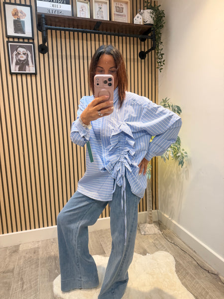 Pinstripe Rouched Front shirt