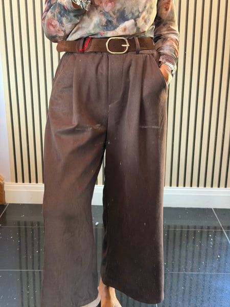 Faux Suede Culotte Trousers