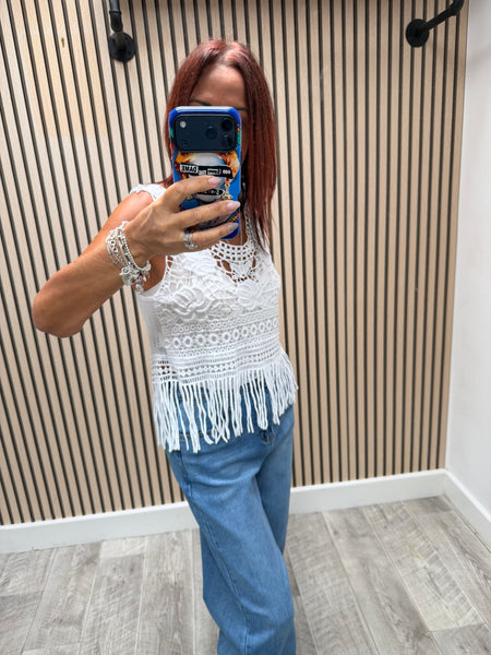 Crochet Fringed Boho Vest