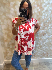 Crinkle Top in Cow Print