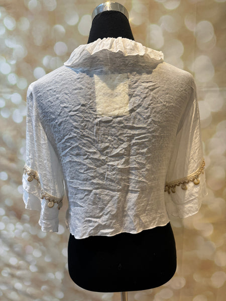 Cropped Crochet Tie Front Cardigan