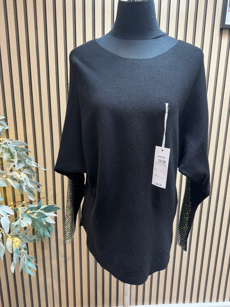 Soft Touch Jumper with Fishnet sleeves