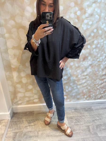 Crinkle Top with Gold buttons