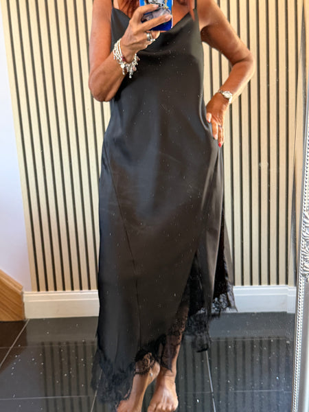 Studio Silky longline Dress with Lace trim