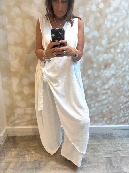 Curve Wrap Over Palazzo Jumpsuit