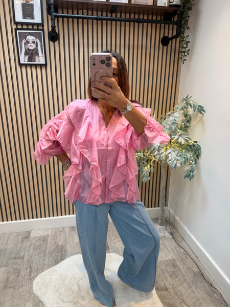 Silky sheer Frill blouse