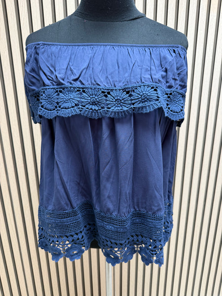 Bardot Top with crochet trim