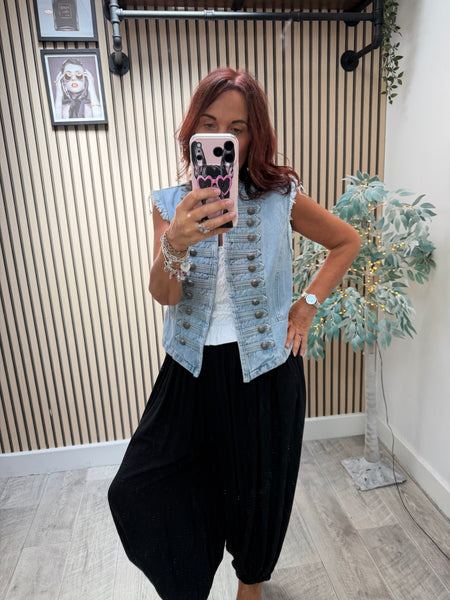 Denim Military Waistcoat