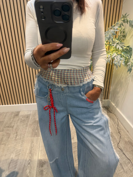 Ripped Denim Wide Leg Jeans