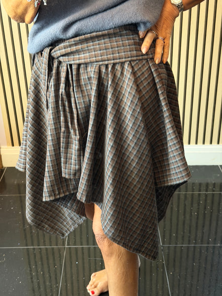 Checked Hanky Hem Skirt