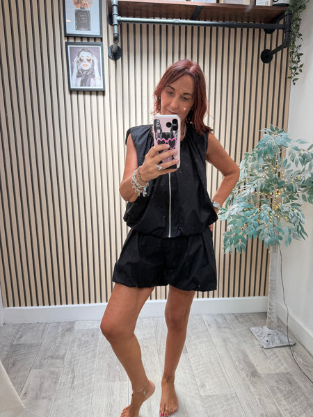 Cotton Bubble hem Bomber Gilet