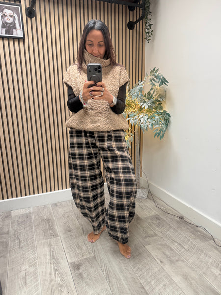 Tartan Wool Mix Cocoon Trousers
