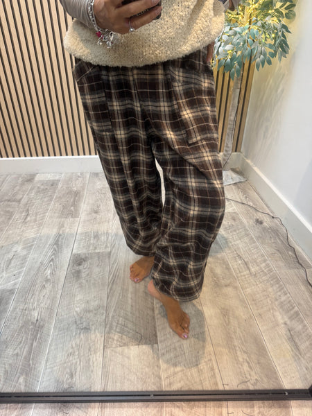 Checked Wool Mix Cocoon Trousers