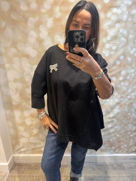 Scuba Sweatshirt with diamante bow
