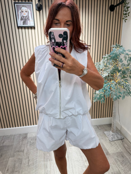 Cotton Bubble hem Bomber Gilet