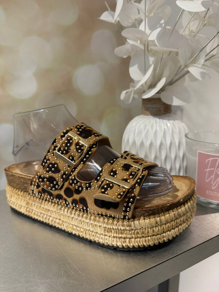 Leopard Double Strap Sandal