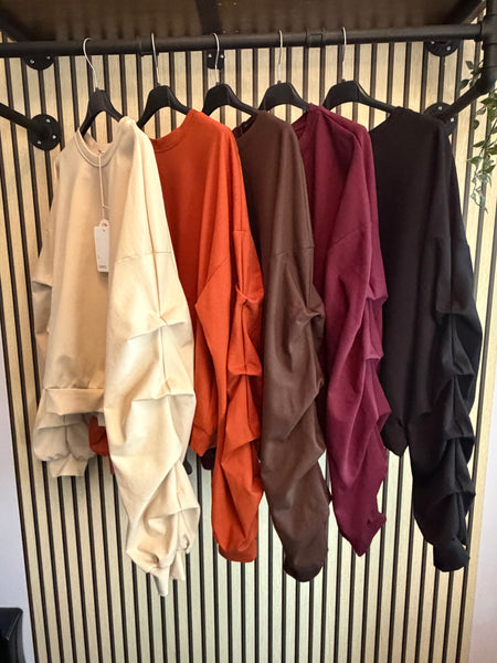 Rouched Sleeve Sweatshirt