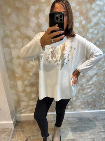 Soft touch leopard/metallic Jumper