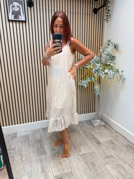 Zebra Mesh Frill Hem Dress