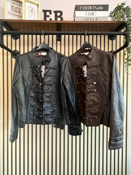 Pleather Military Jacket