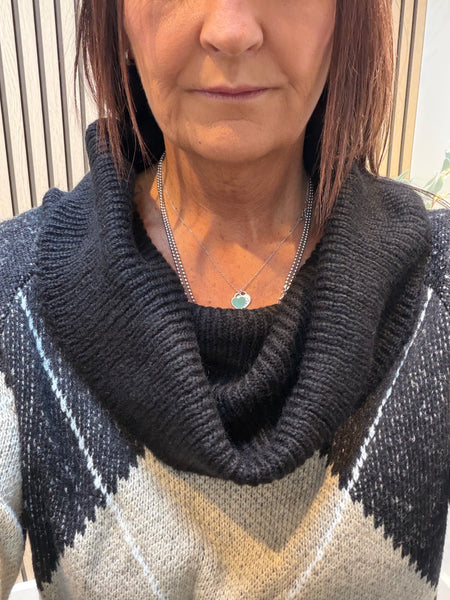 Chunky Knit knit Off the Shoulder Argyle Jumper