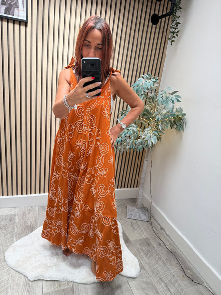 V Front Appliqué  Maxi Dress