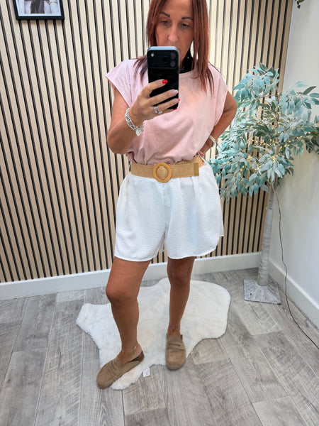 Crinkle Belted Shorts