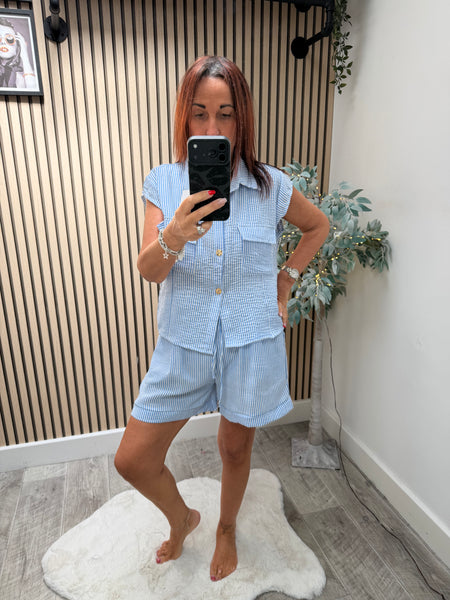 2 Piece Pinstriped  Short/shirt