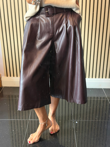 Pleather Belted  Culottes
