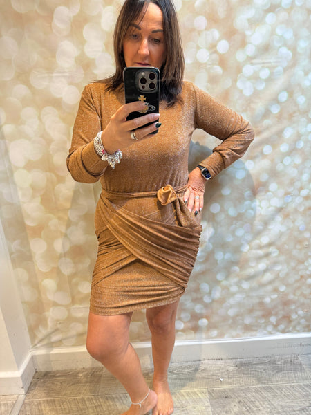 Glitter Wrap  Front Sparkle Dress