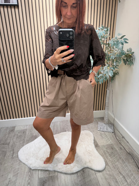Cotton Belted Shorts