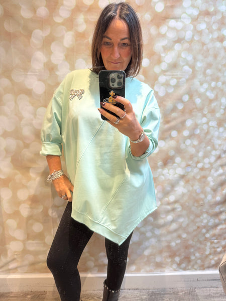Scuba Sweatshirt with diamante bow