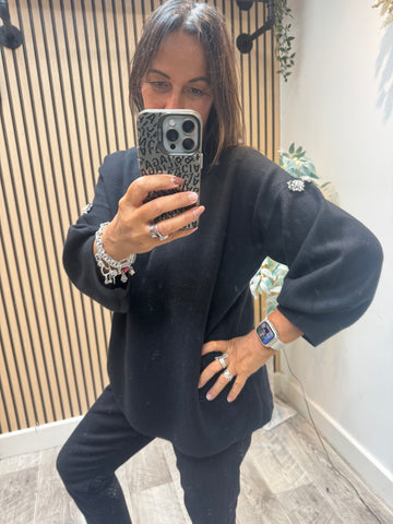 Embellished Balloon Sleeve Jumper