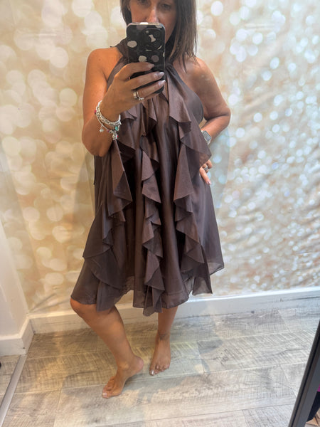 Studio Silky Halterneck Ruffle Dress