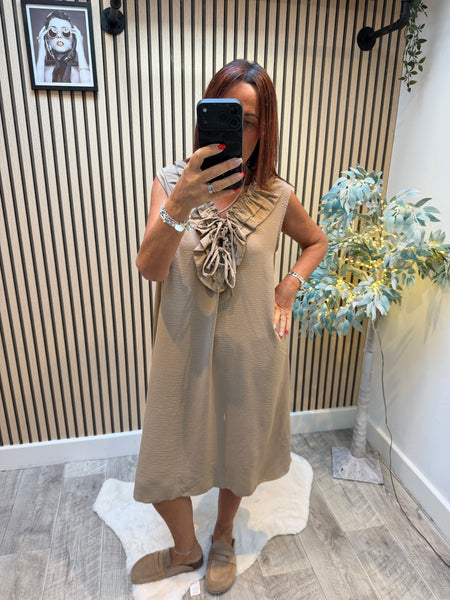 Crinkle Frill Front Dress