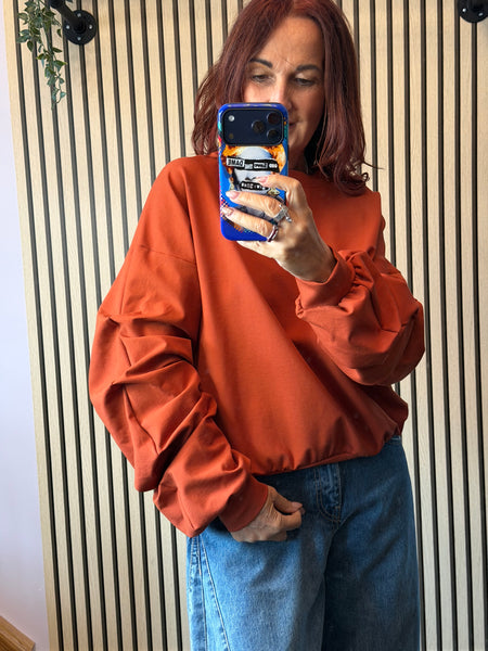 Rouched Sleeve Sweatshirt