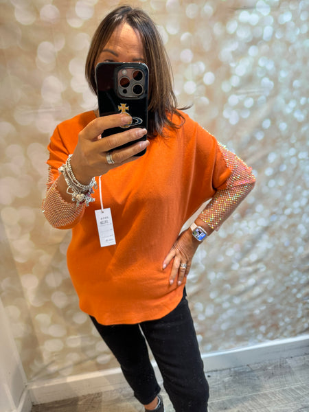 Soft Touch Jumper with Fishnet sleeves