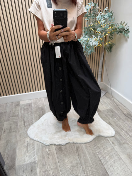 Cotton Balloon Leg Trouser with button detail